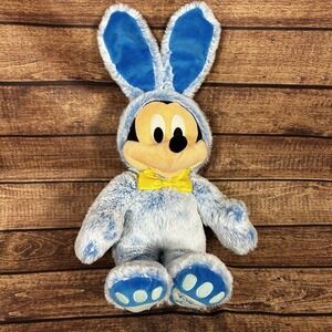 Disney Mickey Mouse Easter Plush 18" Blue Bunny Outfit With Yellow Bow tie 2021